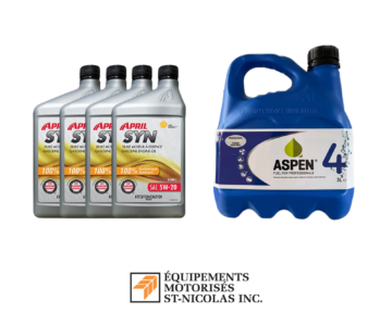 4 pintes d'huile et 1,3 L d'essence alkylate pour garantie prolongée